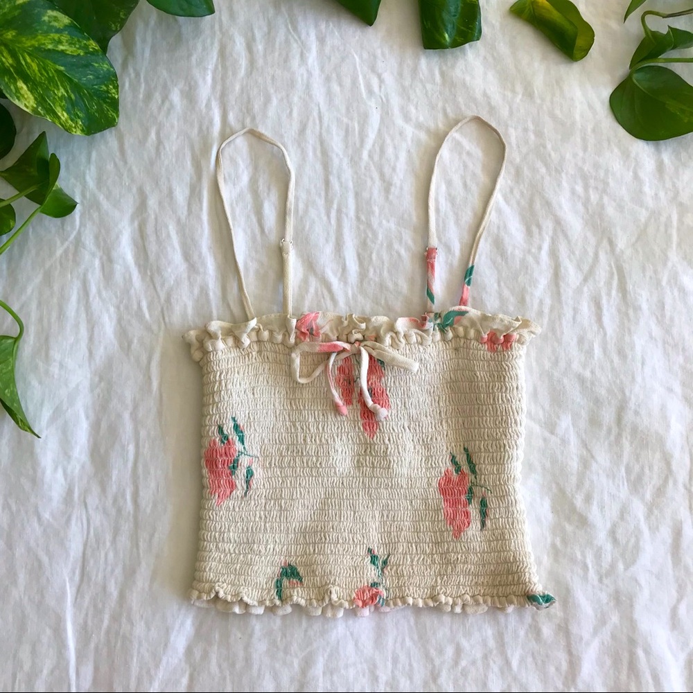 Reformation Smocked Crop Top